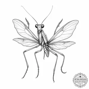 Tattoo sketch spiny flower mantis - эскиз тату (№1756452721_0, 29.08.2025 07:32) — tattoo-photo.ru
