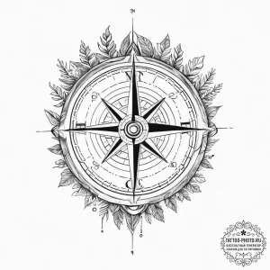 Tattoo sketch forest exploration with a compa... - эскиз тату (№1756456671_0, 29.08.2025 08:37) — tattoo-photo.ru