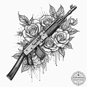 Tattoo sketch kalashnikov rifle, tattoo flash… — эскиз тату (№1756457667_0, 29.08.2025 08:54) — tattoo-photo.ru