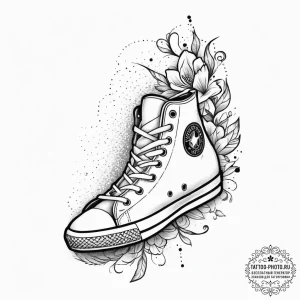 Tattoo sketch sneaker with a quote, tattoo li… — эскиз тату (№1756458259_0, 29.08.2025 09:04) — tattoo-photo.ru