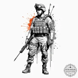 Tattoo sketch soldier with a needle, concept... - эскиз тату (№1756459048_0, 29.08.2025 09:17) — tattoo-photo.ru