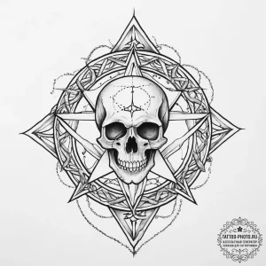 Tattoo sketch pentagram with a skull - эскиз тату (№1756460038_0, 29.08.2025 09:33) — tattoo-photo.ru