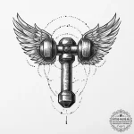 Tattoo sketch gym dumbbell with wings, tattoo… — эскиз тату (№1756460435_0, 29.08.2025 09:40) — tattoo-photo.ru