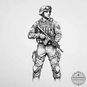 Tattoo sketch soldier with a letter, ink illu... - эскиз тату (№1756461422_0, 29.08.2025 09:57) — tattoo-photo.ru