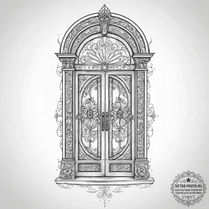 Tattoo sketch divine door - эскиз тату (№1756462215_0, 29.08.2025 10:10) — tattoo-photo.ru