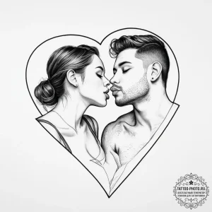 Tattoo sketch single line of two people kissi... - эскиз тату (№1756463999_0, 29.08.2025 10:39) — tattoo-photo.ru