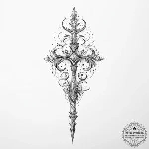 Tattoo sketch was sceptre with a quote - эскиз тату (№1756466774_0, 29.08.2025 11:26) — tattoo-photo.ru