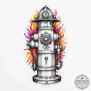 Tattoo sketch firefighter fire hydrant, artis... - эскиз тату (№1756468358_0, 29.08.2025 11:52) — tattoo-photo.ru