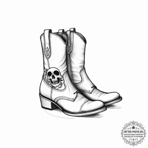 Tattoo sketch boots with a skull, concept art... - эскиз тату (№1756469851_0, 29.08.2025 12:17) — tattoo-photo.ru