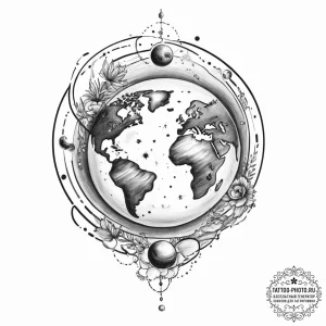 Tattoo sketch cosmic earth - эскиз тату (№1756474594_0, 29.08.2025 13:36) — tattoo-photo.ru