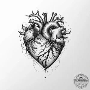 Tattoo sketch heart - эскиз тату (№1756474790_0, 29.08.2025 13:39) — tattoo-photo.ru