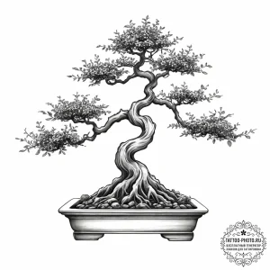 Tattoo sketch bonsai tree on a table, concept... - эскиз тату (№1756477380_0, 29.08.2025 14:23) — tattoo-photo.ru