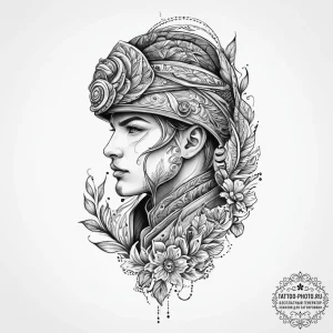 Tattoo sketch soldier with a brush, tattoo dr... - эскиз тату (№1756481135_0, 29.08.2025 15:25) — tattoo-photo.ru