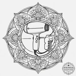Tattoo sketch stylist a person with a hairdry... - эскиз тату (№1756481527_0, 29.08.2025 15:32) — tattoo-photo.ru