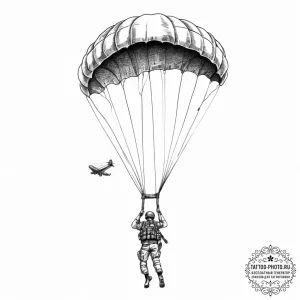 Tattoo sketch paratrooper in the sky - эскиз тату (№1756483900_0, 29.08.2025 16:11) — tattoo-photo.ru