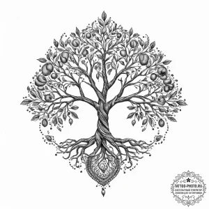 Tattoo sketch slavic tree of life with a frui... - эскиз тату (№1756484487_0, 29.08.2025 16:21) — tattoo-photo.ru
