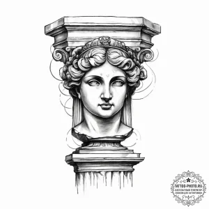 Tattoo sketch roman column with a bust, ink i... - эскиз тату (№1756484878_0, 29.08.2025 16:27) — tattoo-photo.ru