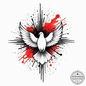 Tattoo sketch cross and dove, tattoo drawing... - эскиз тату (№1756486250_0, 29.08.2025 16:50) — tattoo-photo.ru