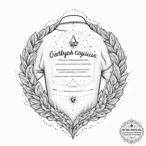 Tattoo sketch corduroy jacket with a quote, i... - эскиз тату (№1756486642_0, 29.08.2025 16:57) — tattoo-photo.ru