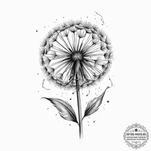 Tattoo sketch dandelion with seeds blowing aw... - эскиз тату (№1756486839_0, 29.08.2025 17:00) — tattoo-photo.ru