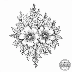 Tattoo sketch embroidery a floral design on f... - эскиз тату (№1756489646_0, 29.08.2025 17:47) — tattoo-photo.ru