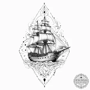 Tattoo sketch ship, ink illustration for tatt... - эскиз тату (№1756492264_0, 29.08.2025 18:31) — tattoo-photo.ru