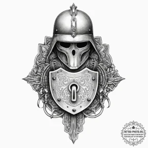 Tattoo sketch soldier with a lock, ink illust... - эскиз тату (№1756493658_0, 29.08.2025 18:54) — tattoo-photo.ru