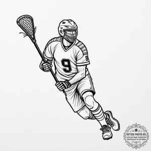 Tattoo sketch lacrosse player, tattoo flash s... - эскиз тату (№1756501519_0, 29.08.2025 21:05) — tattoo-photo.ru