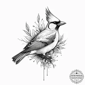 Tattoo sketch bohemian waxwing, ink illustrat... - эскиз тату (№1756501723_0, 29.08.2025 21:08) — tattoo-photo.ru