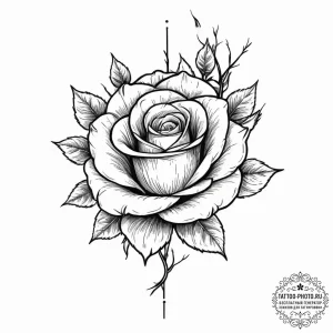 Tattoo sketch a rose with thorns, tattoo flas... - эскиз тату (№1756501920_0, 29.08.2025 21:12) — tattoo-photo.ru