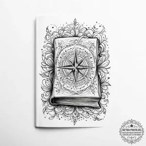 Tattoo sketch узор в виде книги - эскиз тату (№1756504524_0, 29.08.2025 21:55) — tattoo-photo.ru