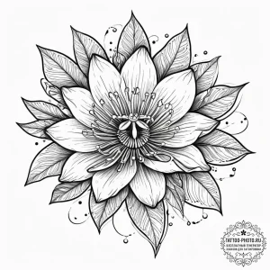 Tattoo sketch passion flower, tattoo flash sh... - эскиз тату (№1756505520_0, 29.08.2025 22:12) — tattoo-photo.ru