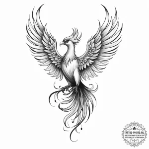 Tattoo sketch phoenix tattoo - эскиз тату (№1756506112_0, 29.08.2025 22:21) — tattoo-photo.ru