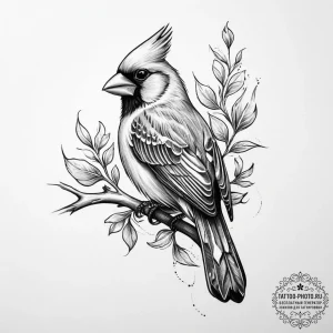 Tattoo sketch cardinal, concept art for tatto... - эскиз тату (№1756506918_0, 29.08.2025 22:35) — tattoo-photo.ru