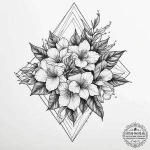 Tattoo sketch bougainvillea, artistic tattoo... - эскиз тату (№1756508320_0, 29.08.2025 22:58) — tattoo-photo.ru