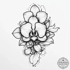 Tattoo sketch orchid flower, tattoo line art,... - эскиз тату (№1756511727_0, 29.08.2025 23:55) — tattoo-photo.ru