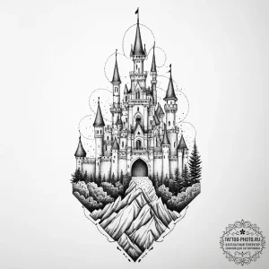 Tattoo sketch castle, tattoo drawing outline,... - эскиз тату (№1756512537_0, 30.08.2025 00:08) — tattoo-photo.ru