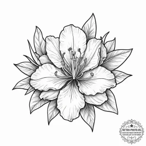 Tattoo sketch rhododendron, ink illustration... - эскиз тату (№1756512735_0, 30.08.2025 00:12) — tattoo-photo.ru