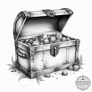 Tattoo sketch сундук с сокровищами - эскиз тату (№1756516976_0, 30.08.2025 01:22) — tattoo-photo.ru