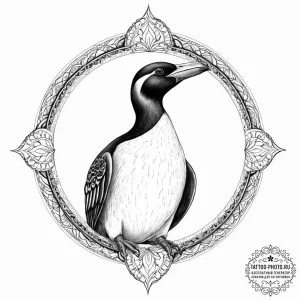 Tattoo sketch great auk, ink illustration for... - эскиз тату (№1756518372_0, 30.08.2025 01:46) — tattoo-photo.ru