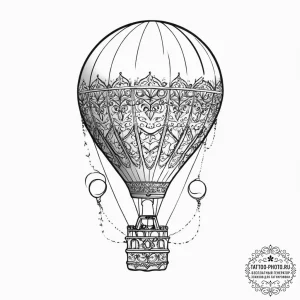 Tattoo sketch hot air ballooning a hot air ba... - эскиз тату (№1756520968_0, 30.08.2025 02:29) — tattoo-photo.ru