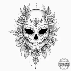 Tattoo sketch feathered mask tattoo, concept... - эскиз тату (№1756521957_0, 30.08.2025 02:45) — tattoo-photo.ru