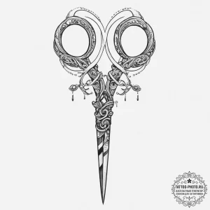 Tattoo sketch magical scissors, concept art f... - эскиз тату (№1756522356_0, 30.08.2025 02:52) — tattoo-photo.ru