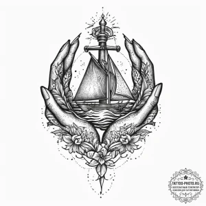 Tattoo sketch hands with a body, artistic tat... - эскиз тату (№1756522555_0, 30.08.2025 02:55) — tattoo-photo.ru