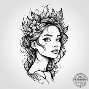 Tattoo sketch nymph tattoo, tattoo sketch des... - эскиз тату (№1756528315_0, 30.08.2025 04:31) — tattoo-photo.ru