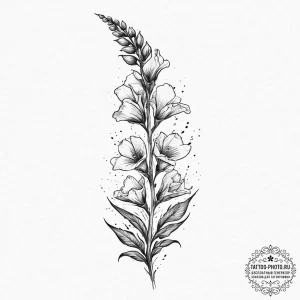 Tattoo sketch foxglove flower, tattoo flash s... - эскиз тату (№1756531278_0, 30.08.2025 05:21) — tattoo-photo.ru