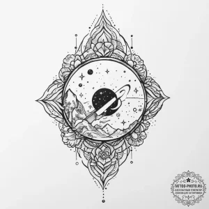 Tattoo sketch cosmic life, artistic tattoo sk... - эскиз тату (№1756531670_0, 30.08.2025 05:27) — tattoo-photo.ru