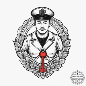 Tattoo sketch soldier with a lock, tattoo fla... - эскиз тату (№1756532261_0, 30.08.2025 05:37) — tattoo-photo.ru