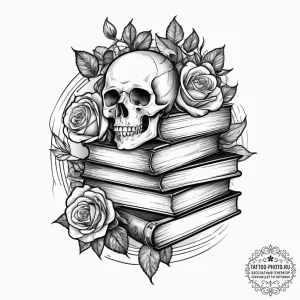 Tattoo sketch writer stack of books, tattoo l... - эскиз тату (№1756533833_0, 30.08.2025 06:03) — tattoo-photo.ru