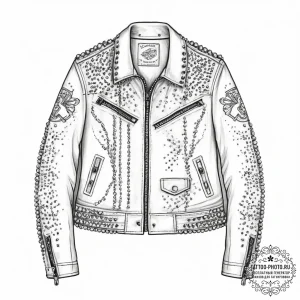 Tattoo sketch punk rock studded jacket - эскиз тату (№1756534422_0, 30.08.2025 06:13) — tattoo-photo.ru